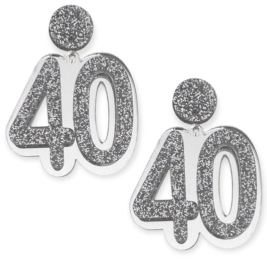 40 Birthday Earrings (Silver / Silver)