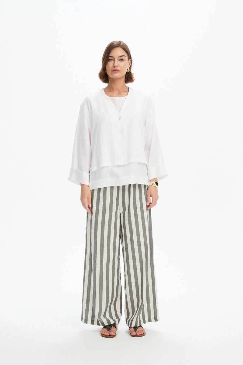 Relaxed Linen Cardi - White