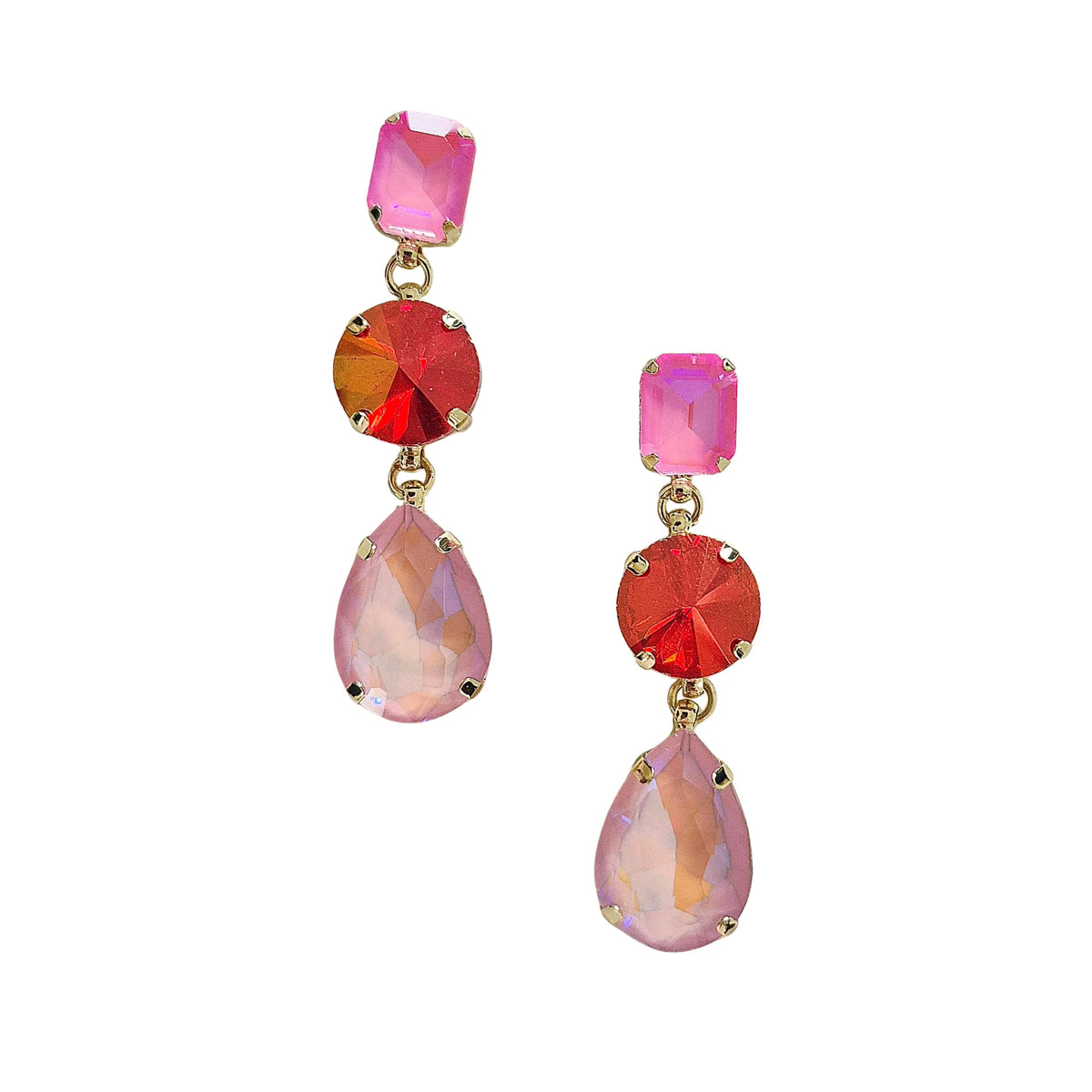 Lexi Pink Statement Gem Earrings