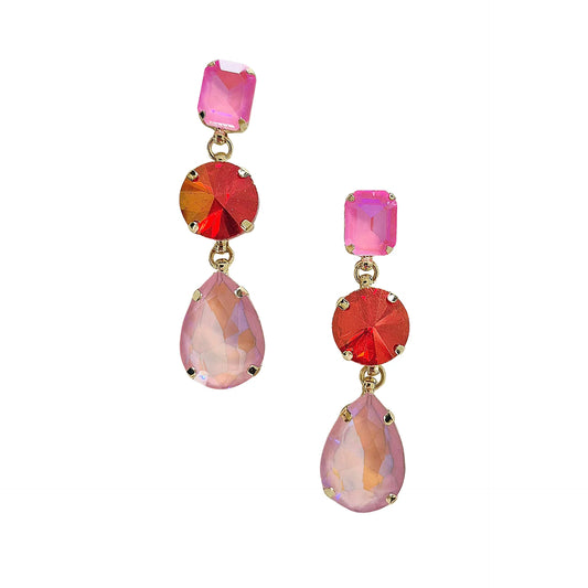 Lexi Pink Statement Gem Earrings