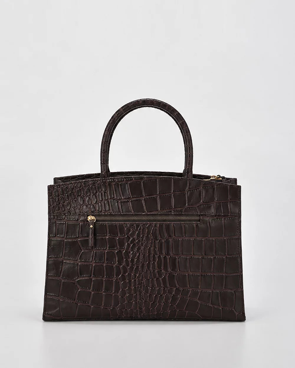 Arlie Croc Leather Tote Bag - Chocolate
