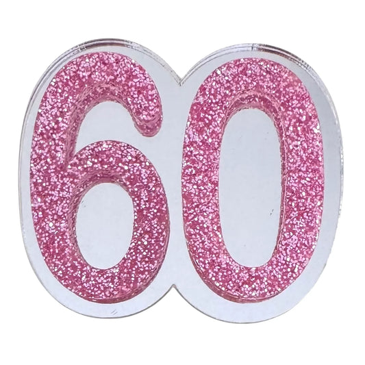 60 Birthday Brooch (Silver / Pink)