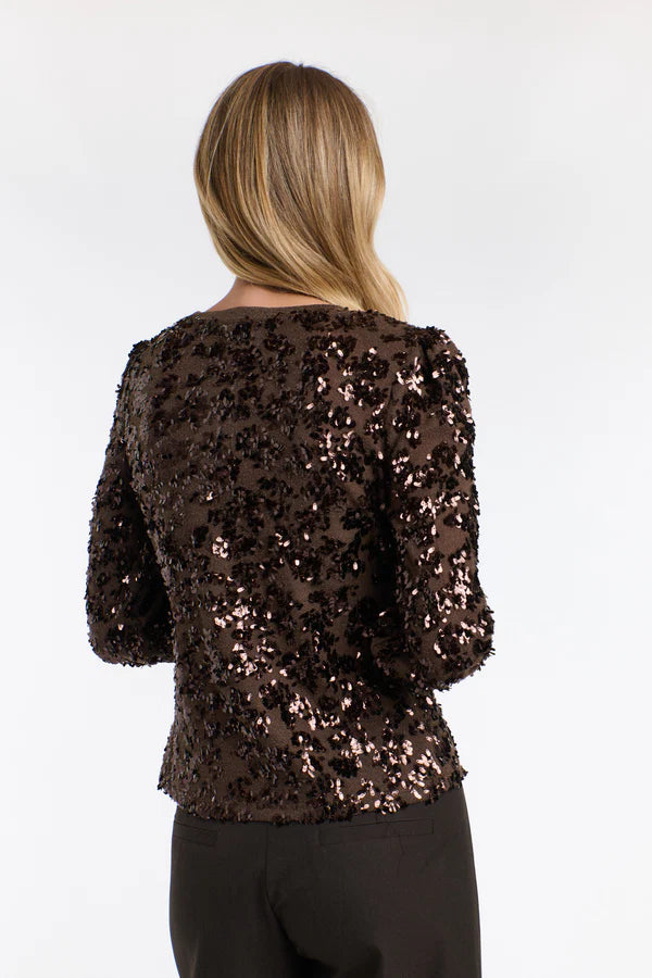 SYDNEY SEQUINS TOP CHOCOLATE