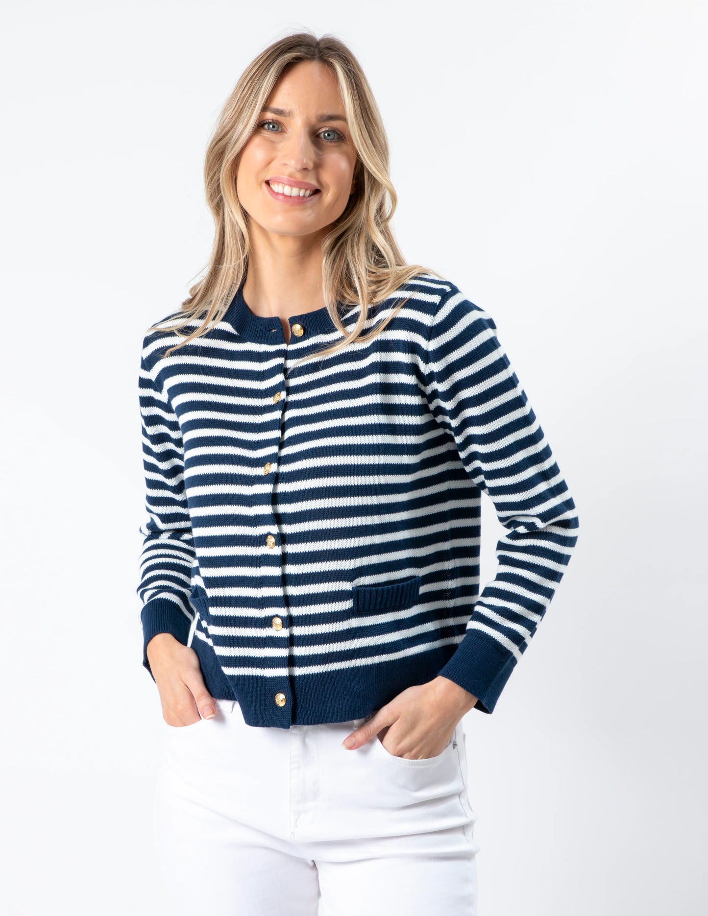 Navy & White Cardigan