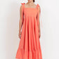 Brasilia Tie Maxi Dress - Coral
