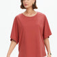 Wide Sleeve Yoke Tee - Dusty Red