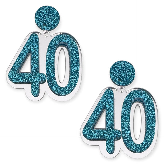 40 Birthday Earrings (Silver / Aqua)