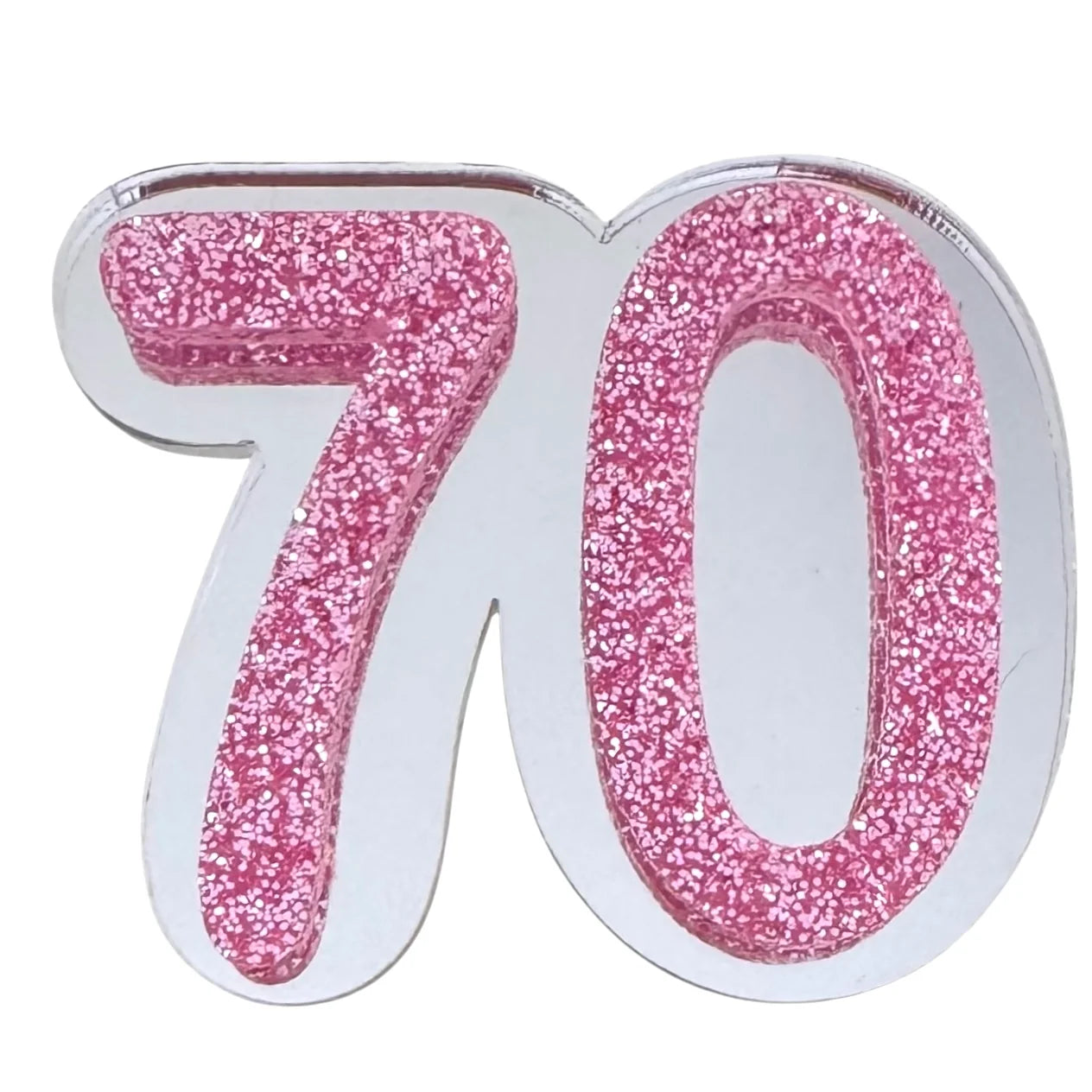 70 Birthday Brooch (Silver / Pink)