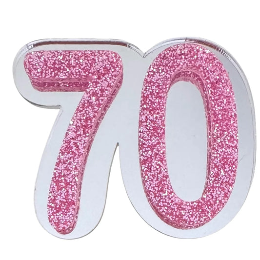 70 Birthday Brooch (Silver / Pink)