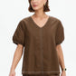 Bishop Sleeve Contrast Top