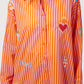 Mykonos Embroidered Stripe Shirt - Pink