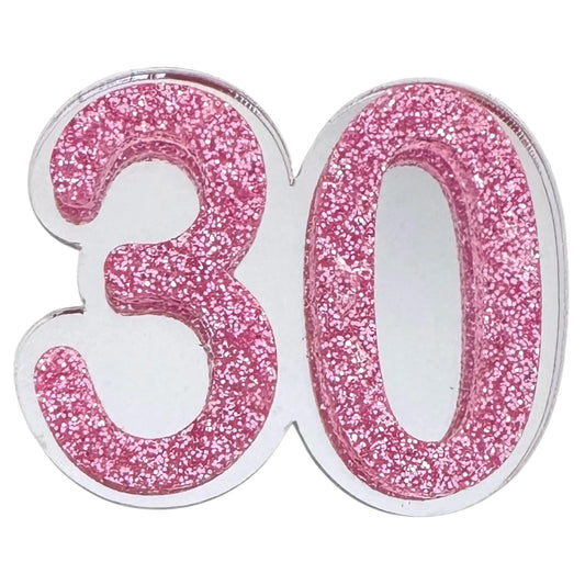 30 Birthday Brooch (Silver / Pink)