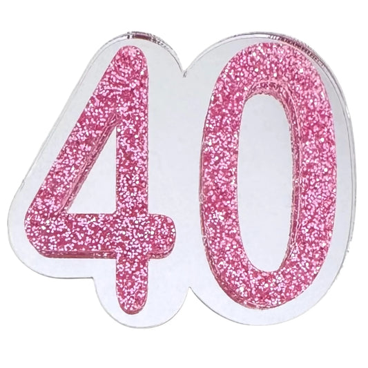 40 Birthday Brooch (Silver / Pink)
