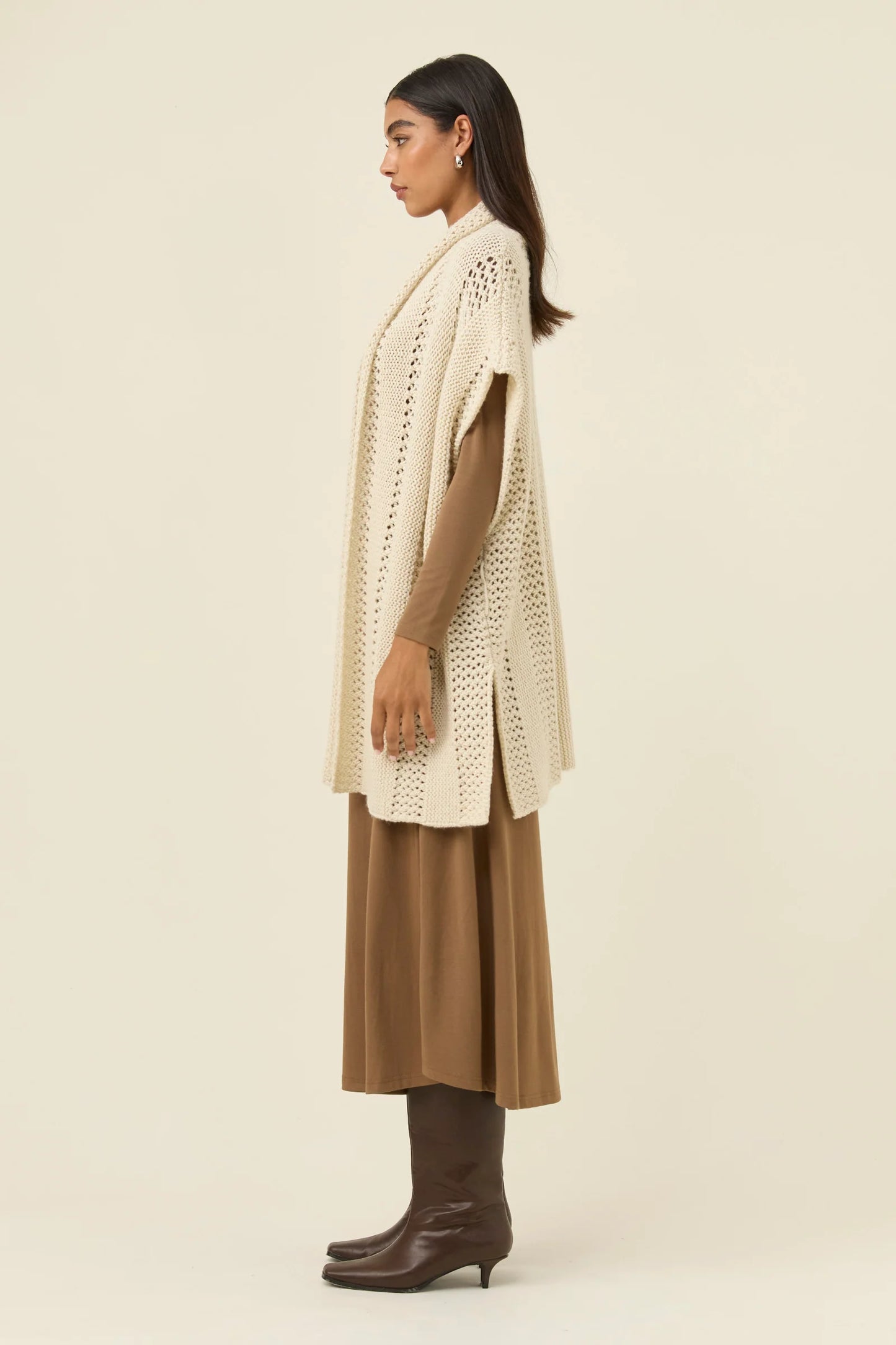 Luna Relaxed Knit Vest - Ivory