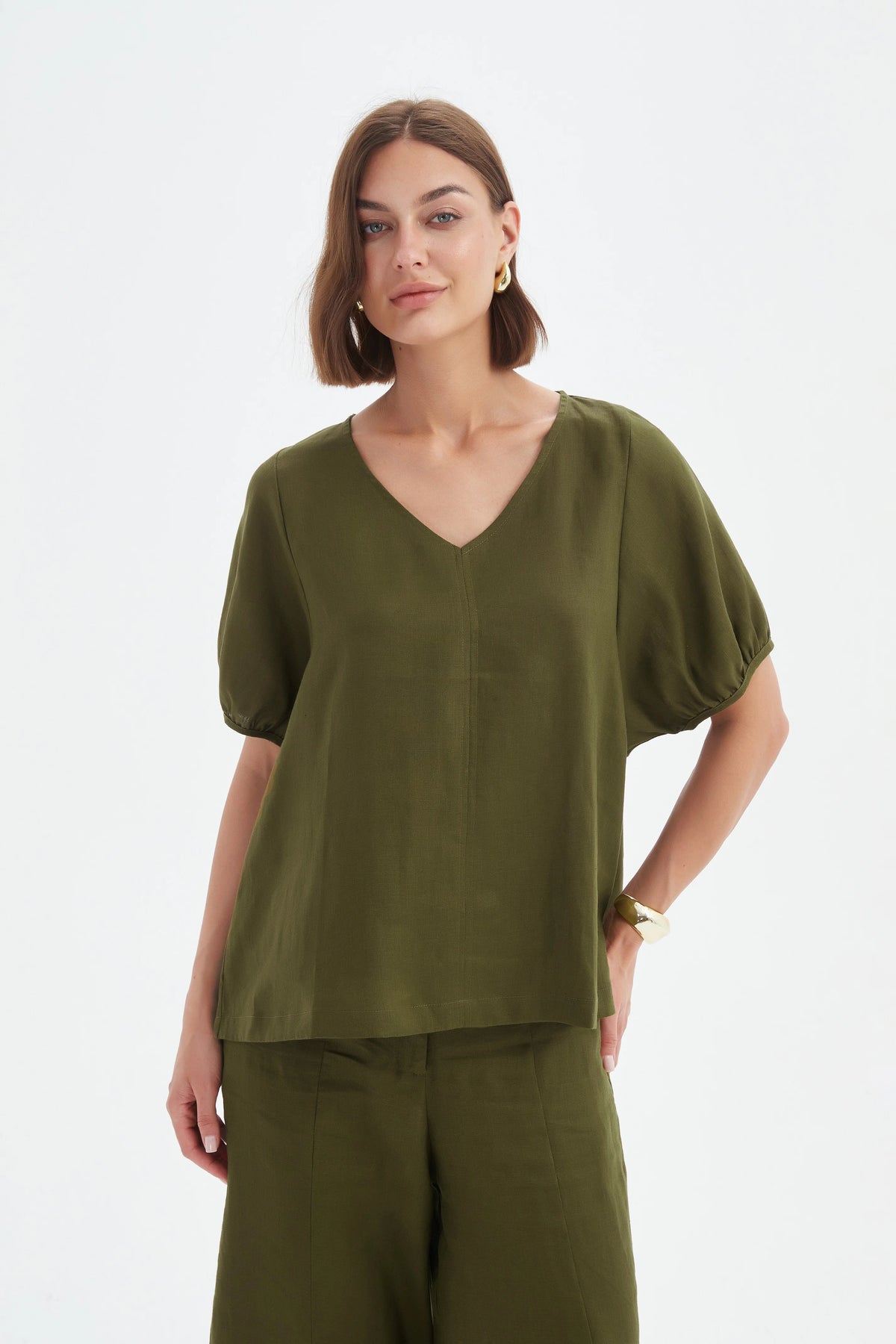 Bishop Sleeve Top - Olive