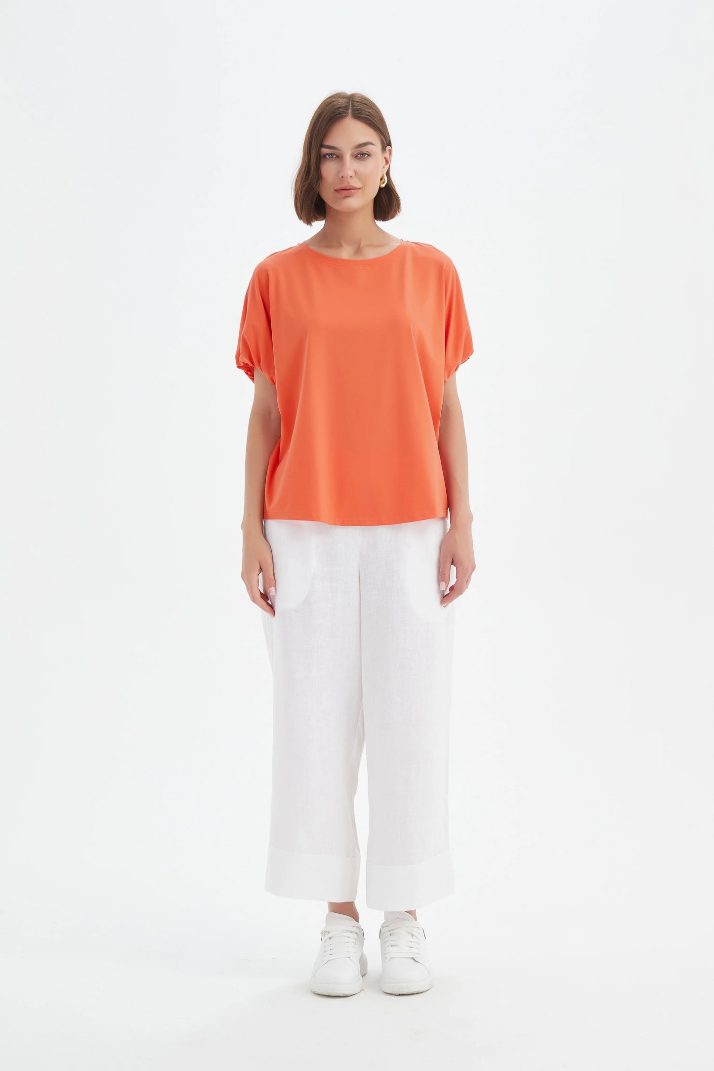 Bubble Sleeve Tee -  Orange Ember