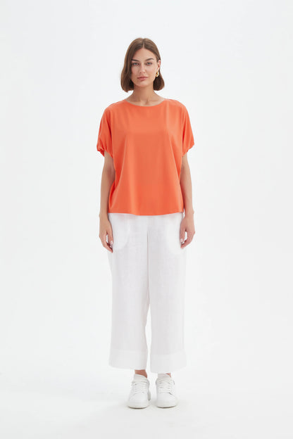 Bubble Sleeve Tee -  Orange Ember