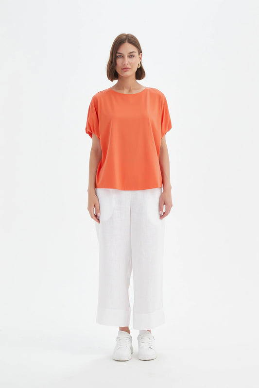 Bubble Sleeve Tee -  Orange Ember