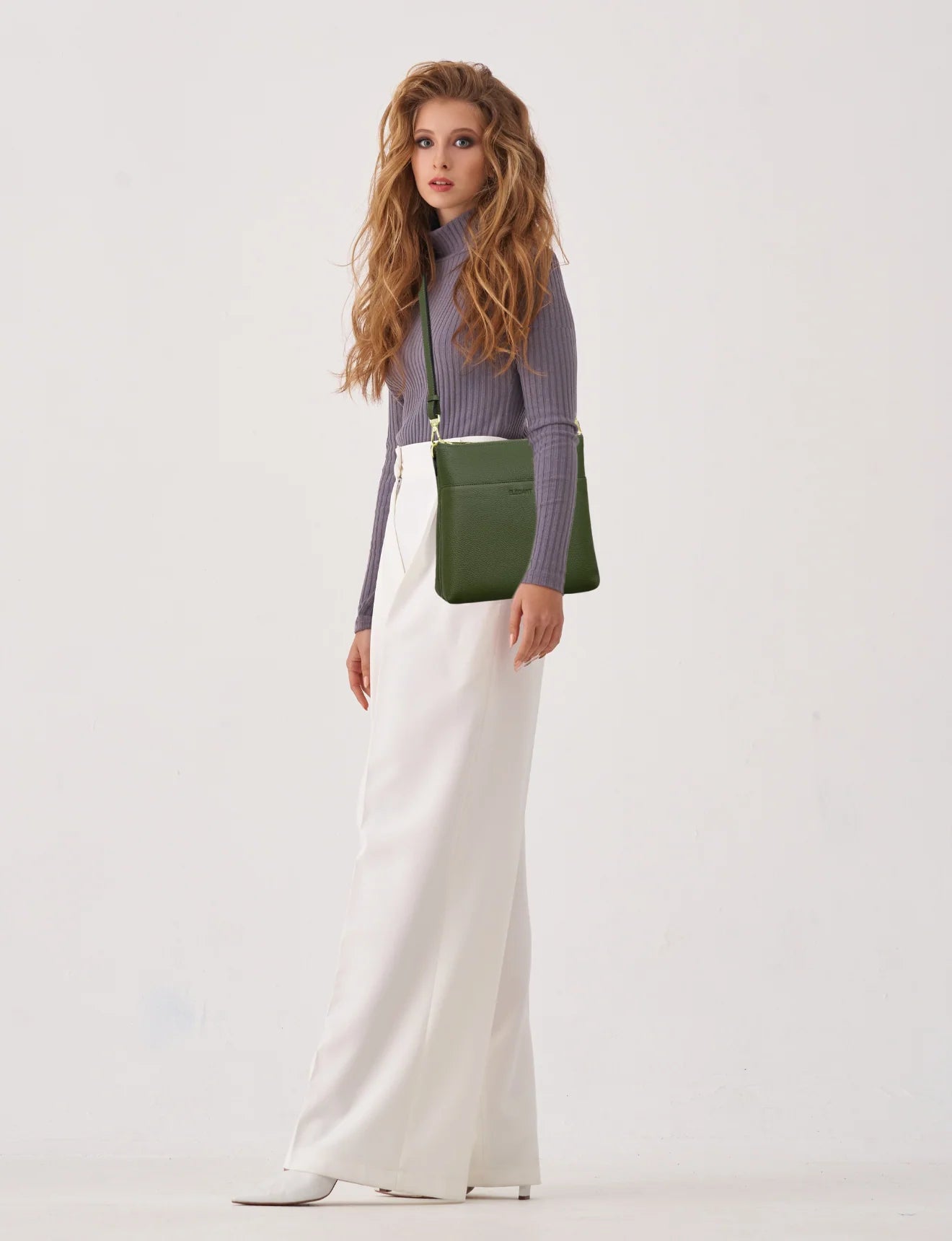 Freya Multi Compartment Leather Crossbody Bag Olive