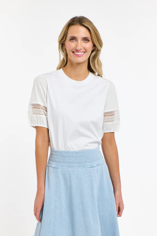 Alex Cotton Sleeve Tee - White