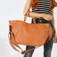 Vegan Leather Los Angeles Oversized Tote Bag - Tan