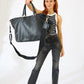 Vegan Leather Los Angeles Oversized Tote Bag - Black
