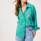 Mykonos Embroidered Stripe Shirt - Green
