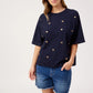 Elba Heart Embellished Tshirt - Navy