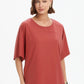 Wide Sleeve Yoke Tee - Dusty Red