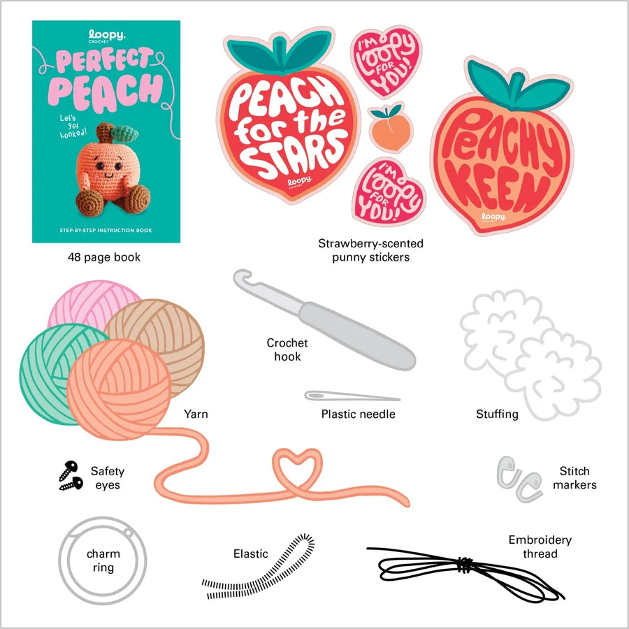 Loopy Crochet Book & Kit - Perfect Peach
