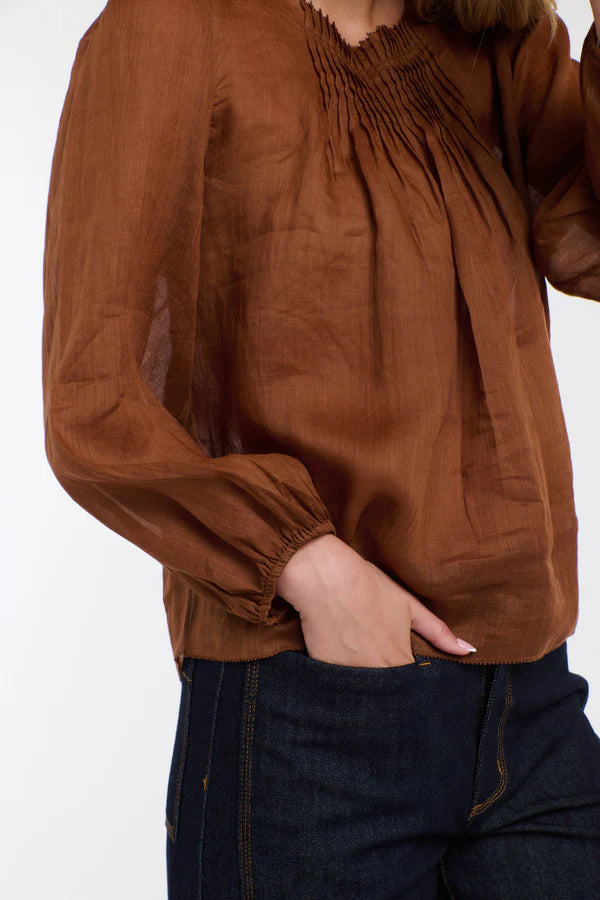 Ariel Long Sleeve Top - Brandy