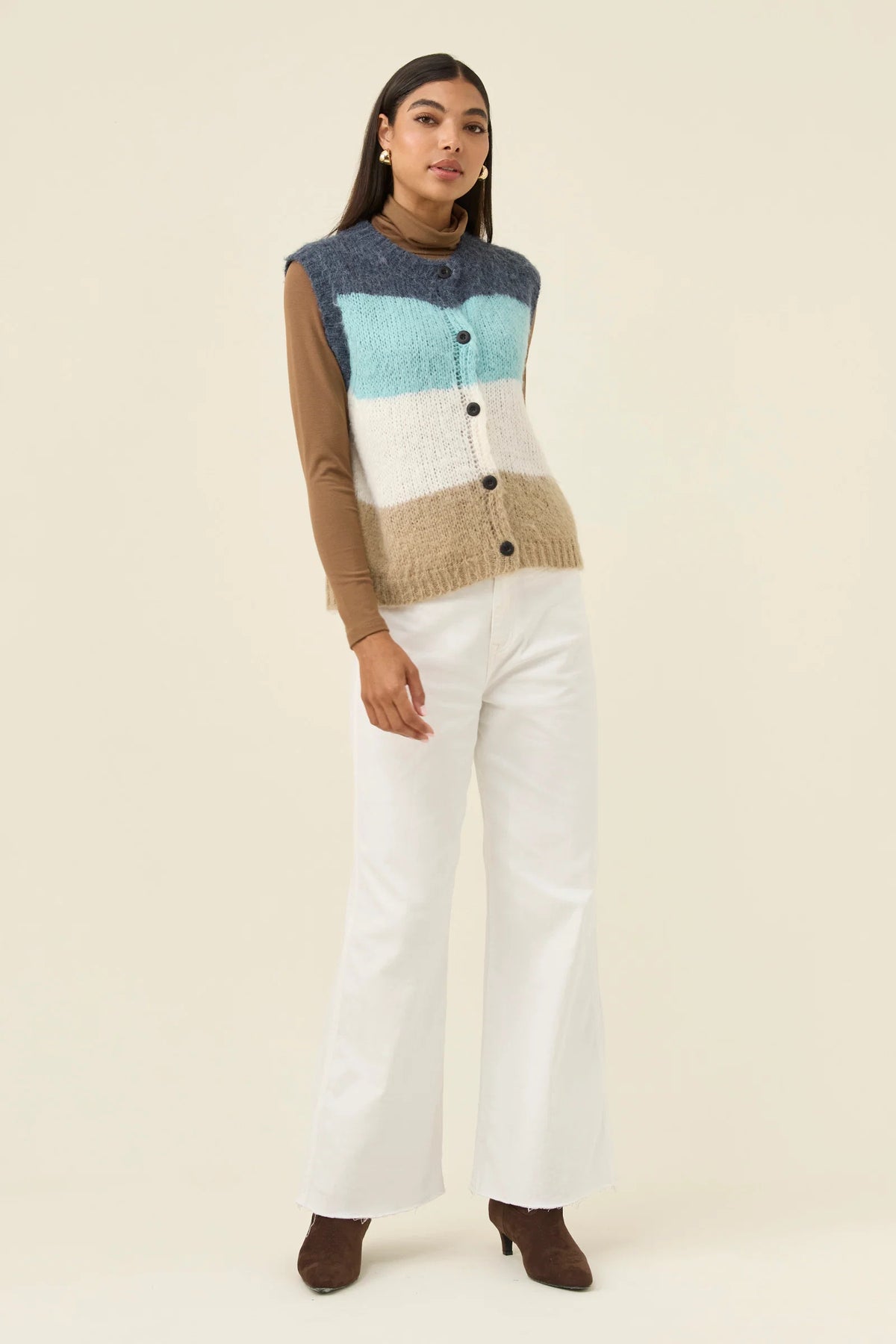 Pallas Stripe Knit Vest - Ice Blue