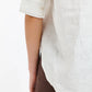 Bradley Linen Stitch Top - White & Chocolate