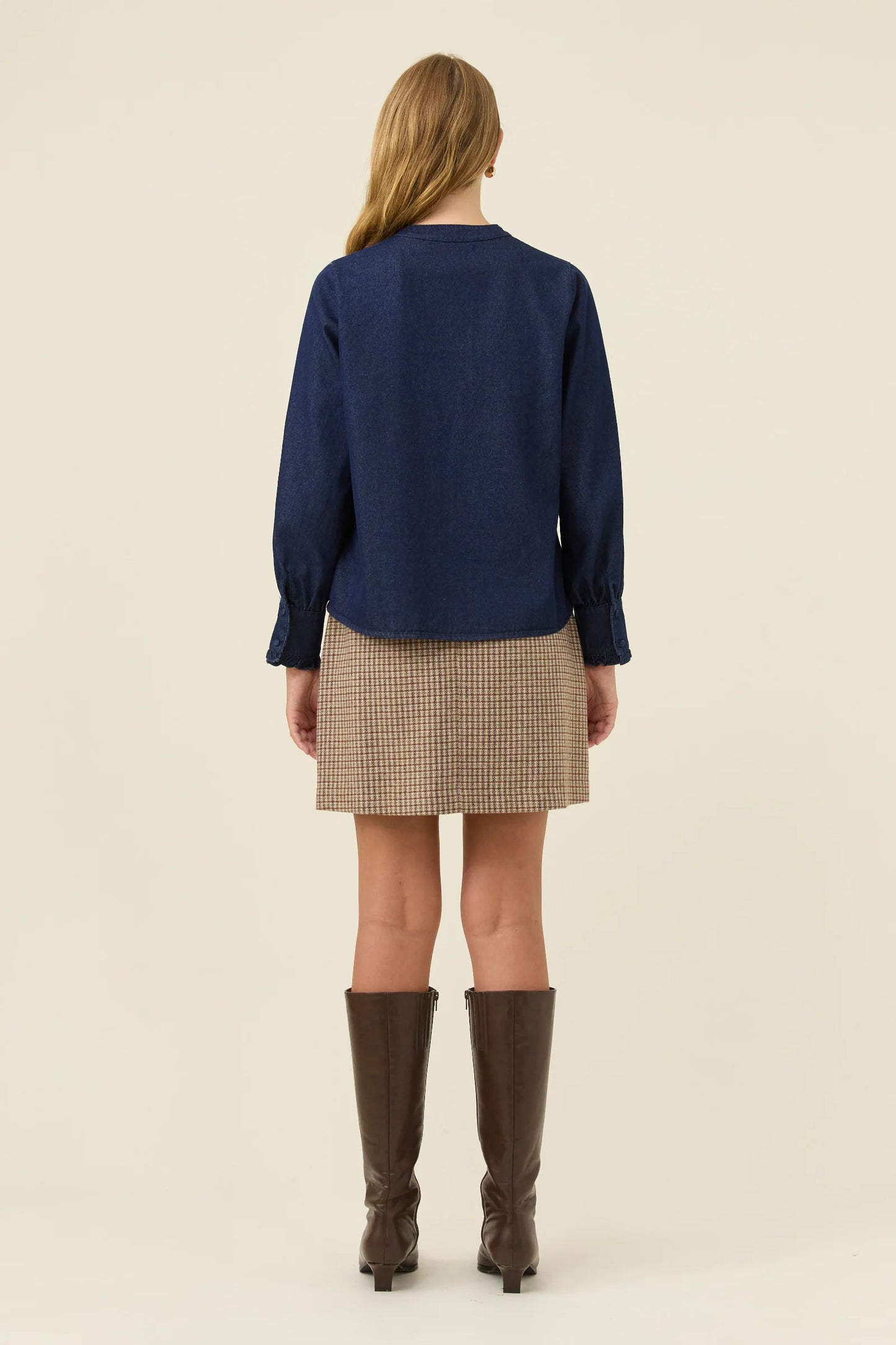 Sloane Denim Frill Shirt Indigo