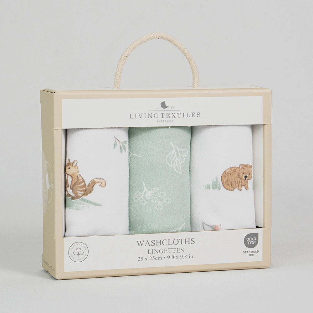 3 Pack Organic Wash Cloths - Australiana