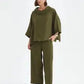 Funnel Neck Boxy Top - Olive Green