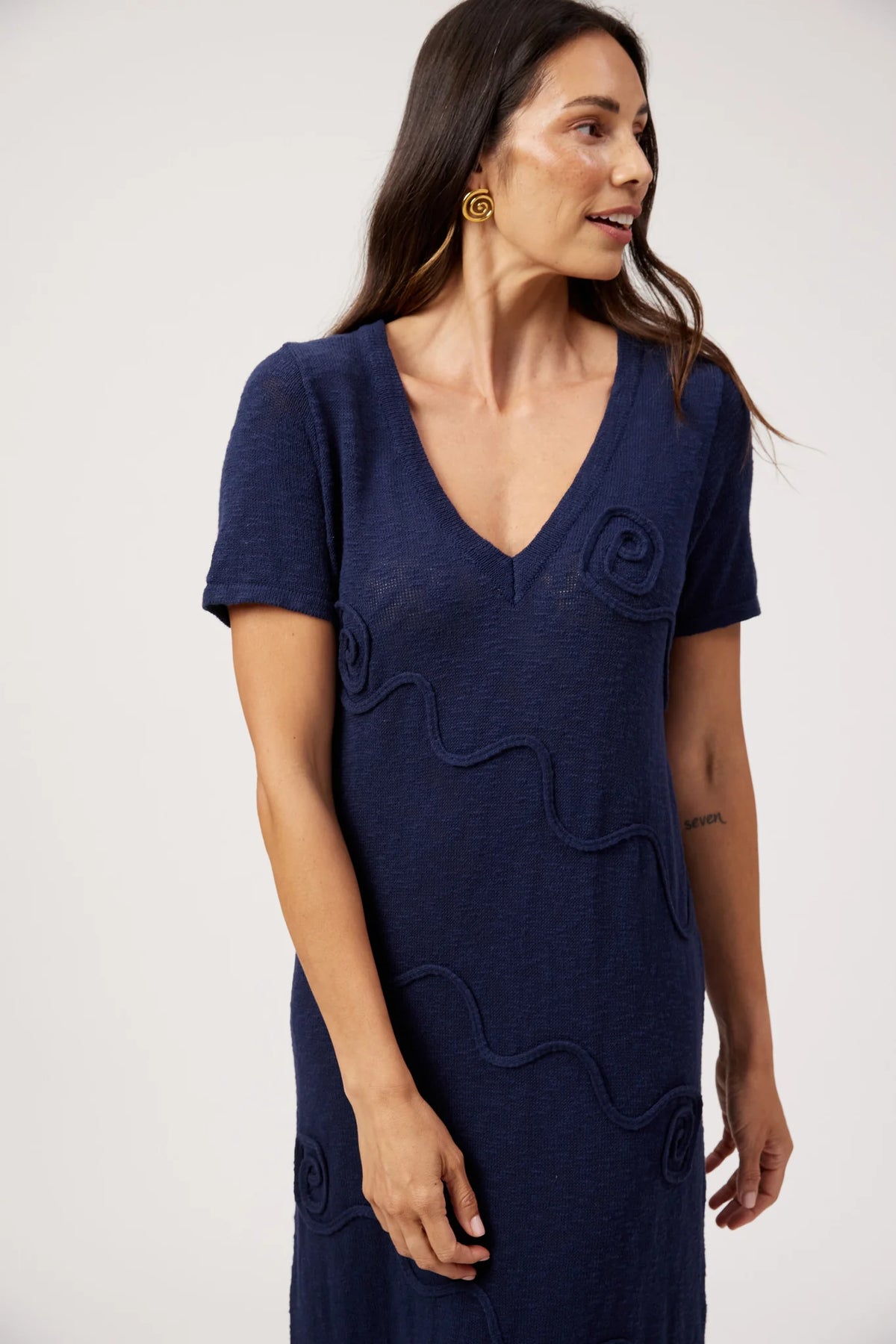 Olympus Applique Dress - Navy