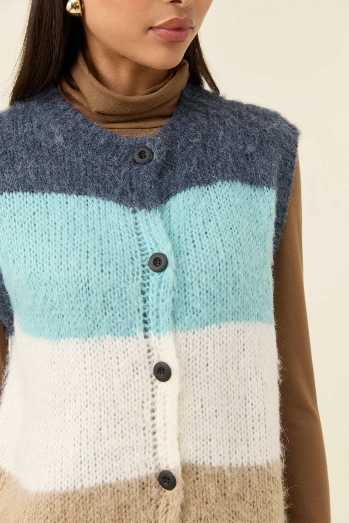 Pallas Stripe Knit Vest - Ice Blue