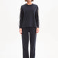 STRIPE SLEEVE SWEAT - NAVY & CREAM