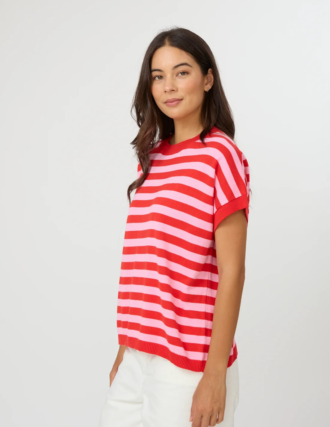 Gwen Tee - Pink / Red Stripe