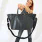 Vegan Leather Los Angeles Oversized Tote Bag - Black