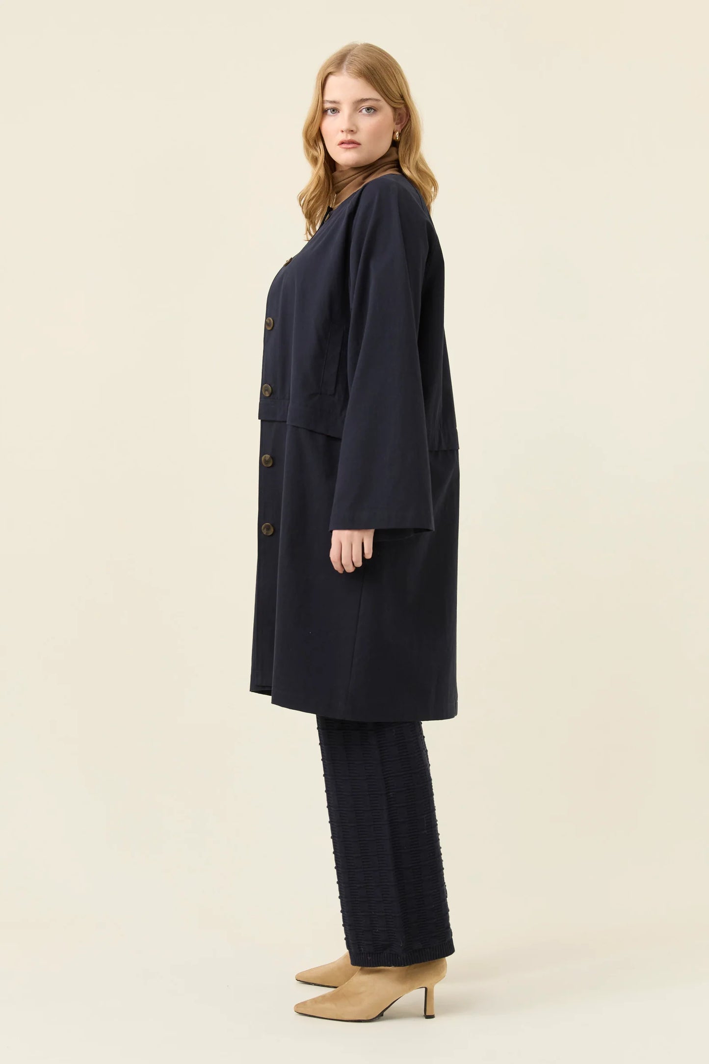 Farida Convertible Coat - Navy