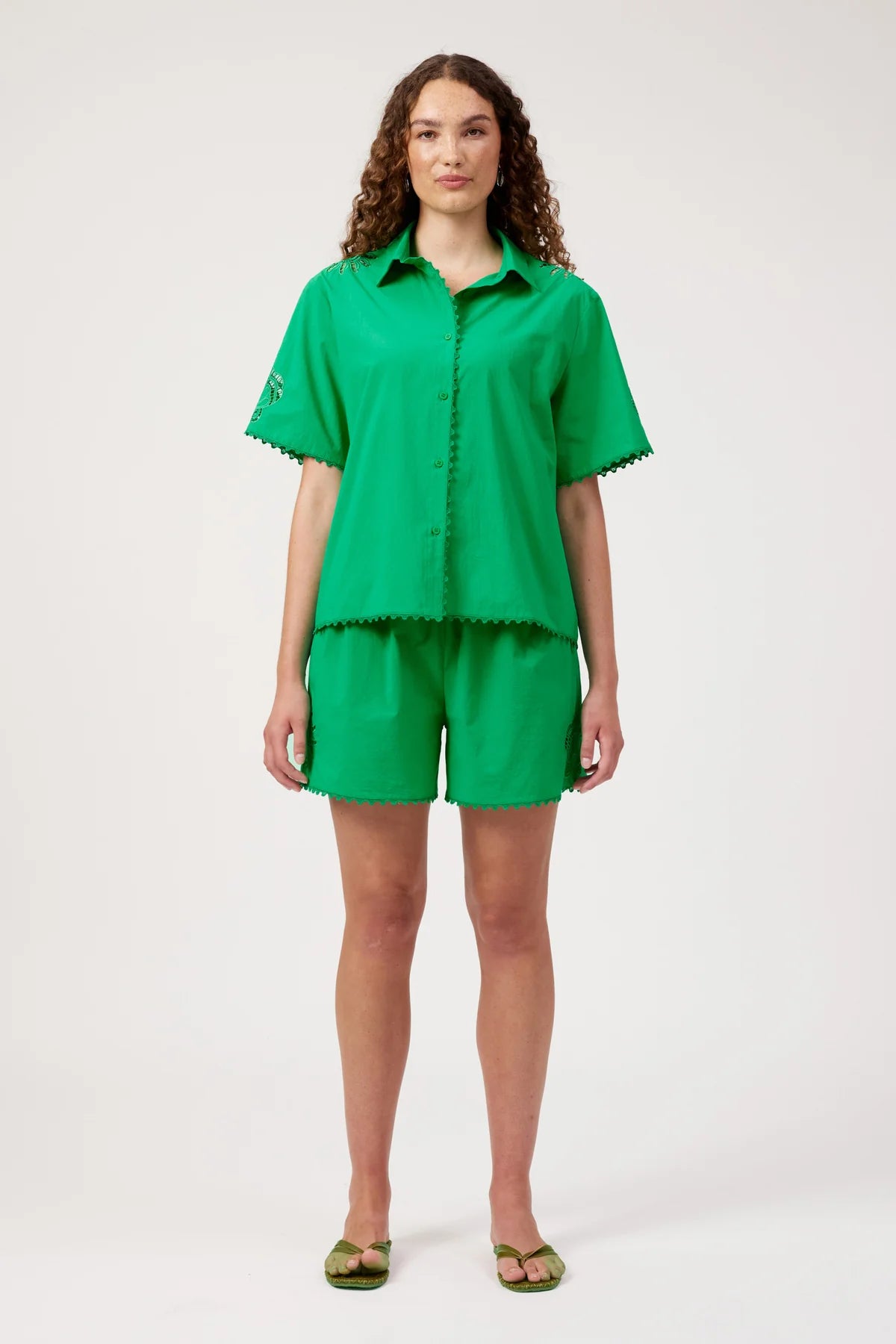 Larissa Broderie Shirt - Green