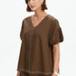 Bishop Sleeve Contrast Top