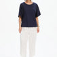 Wide Sleeve Yoke Tee - Navy