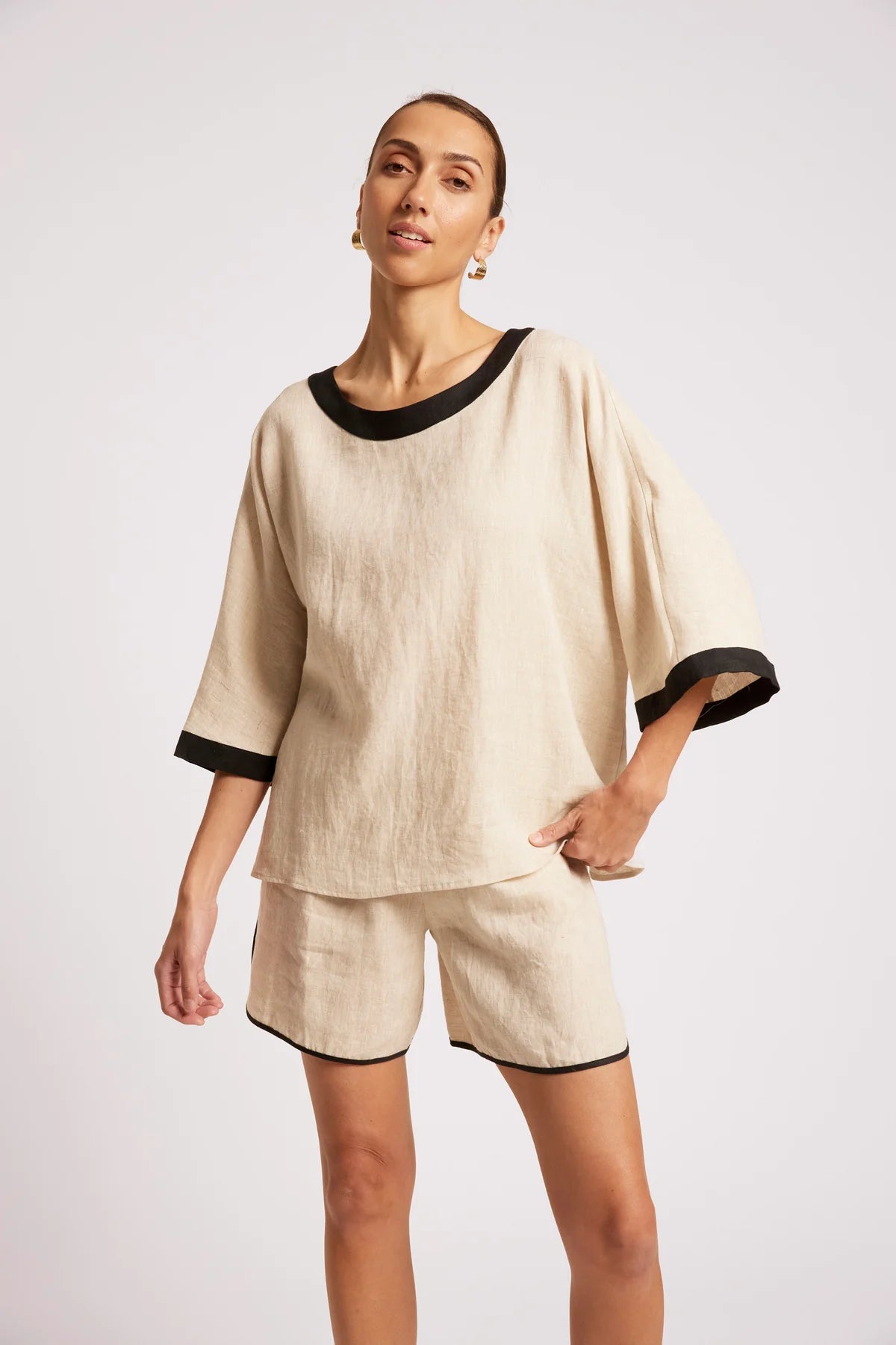 Maris Relaxed Splice Top One Size - Tusk / Black