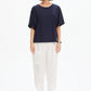 Wide Sleeve Yoke Tee - Navy