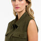 Perry Linen Vest - Khaki