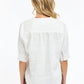 Bradley Linen Stitch Top - White & Chocolate