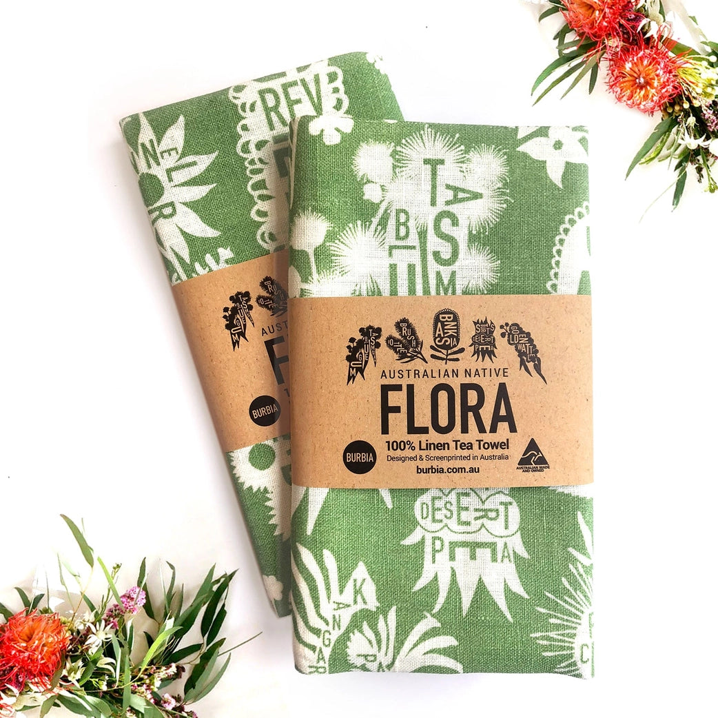 Australian Native Flora Tea Towel - Eucalyptus Sage